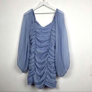 ASOS Ruched Bodycon Mini Dress With Balloon Sleeves